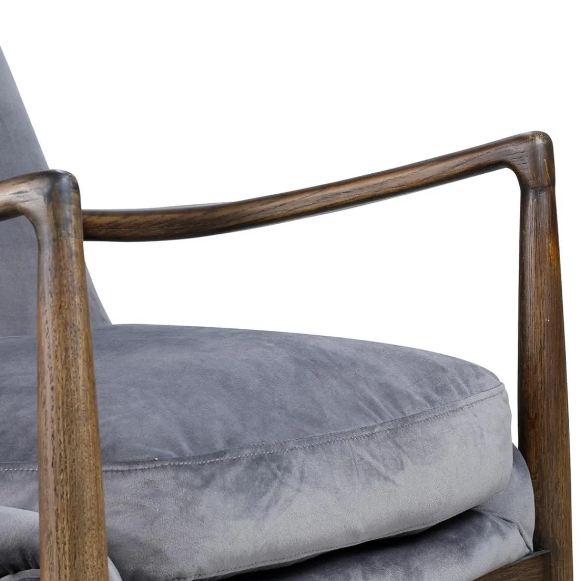 Zago Fauteuil velours pieds frêne brûlé Gris Best