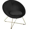 3S. x Home Fauteuil Velours Noir Pied Doré Evan New