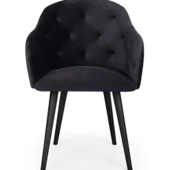 3S. x Home Fauteuil Velours Noir RIONE Clearance