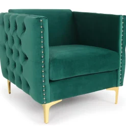 3S. x Home Fauteuil Velours MURRAY Vert Hot