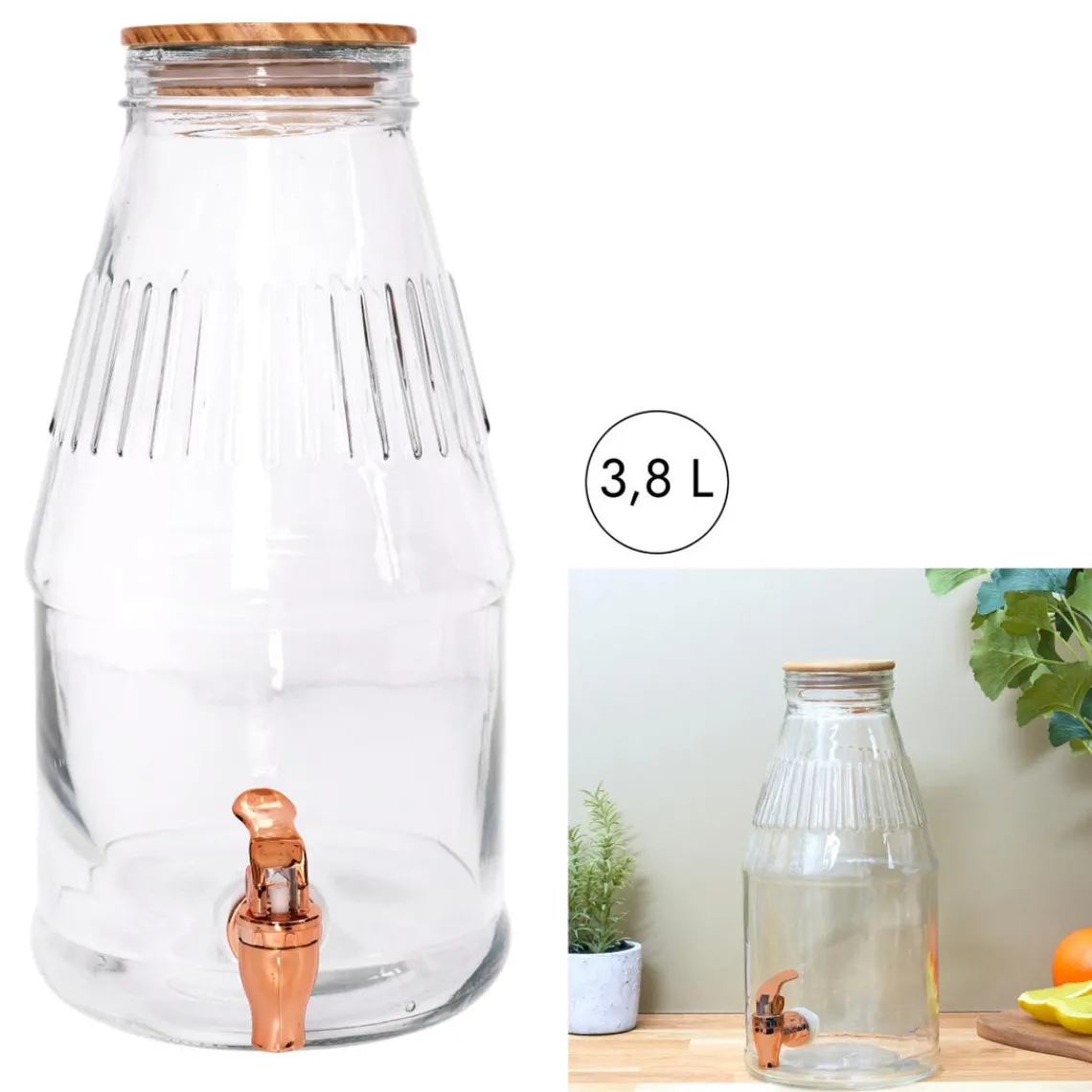 3S. x Home Fontaine Avec Couvercle En Bois 3.8l M6 Outlet