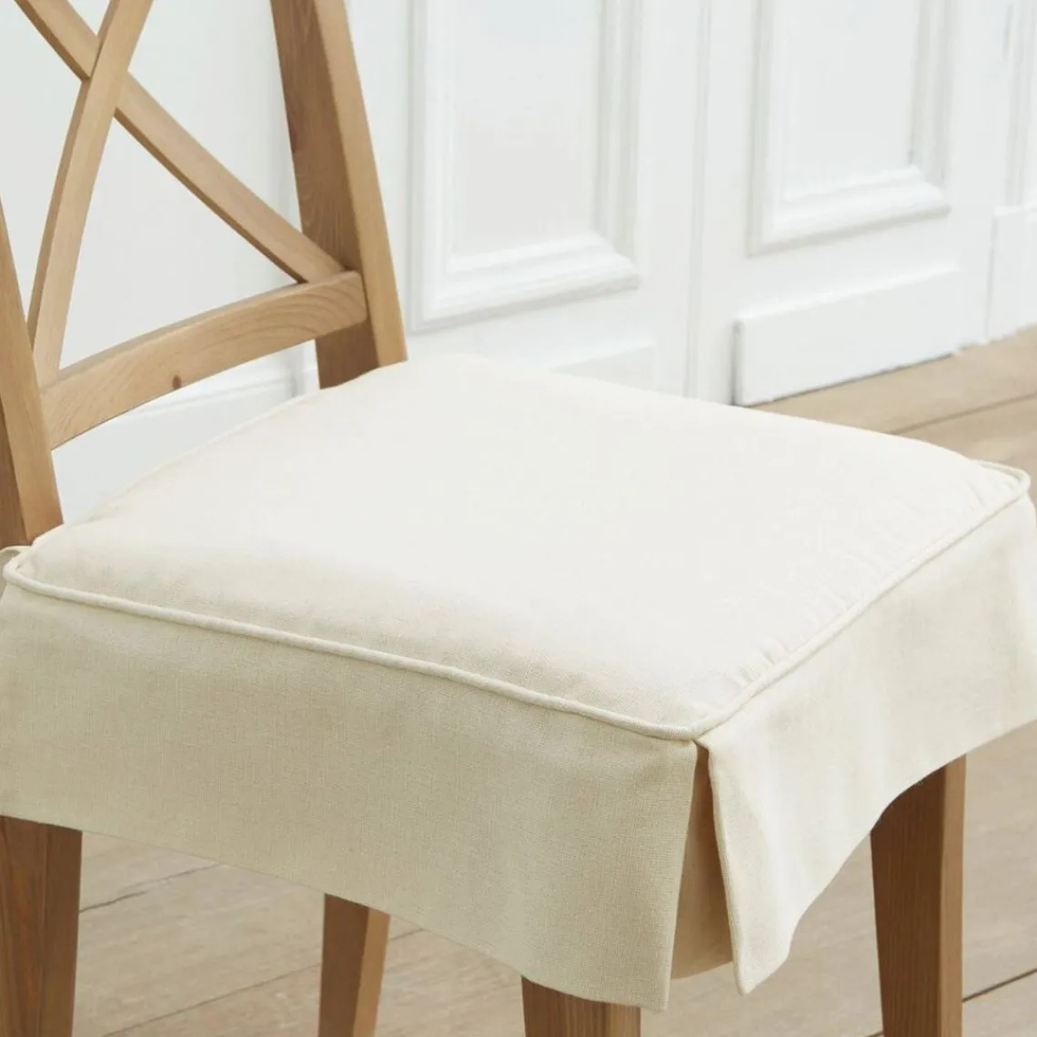 Becquet Galette de chaise à volant - Blanc ivoire Outlet