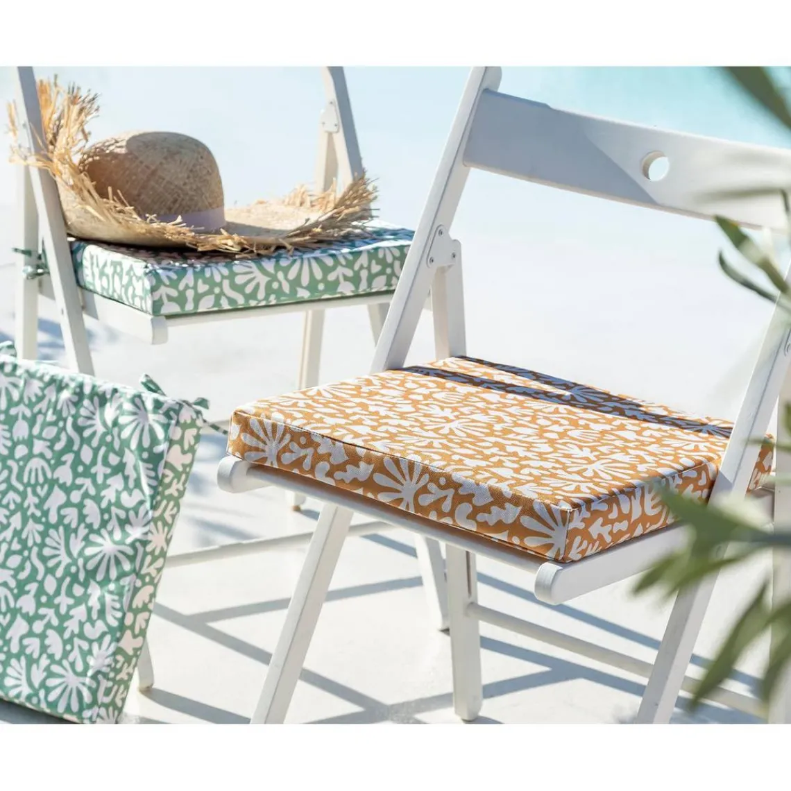 Becquet Galette de chaise spécial extérieur MELBOURNE jaune ocre en polyester Best