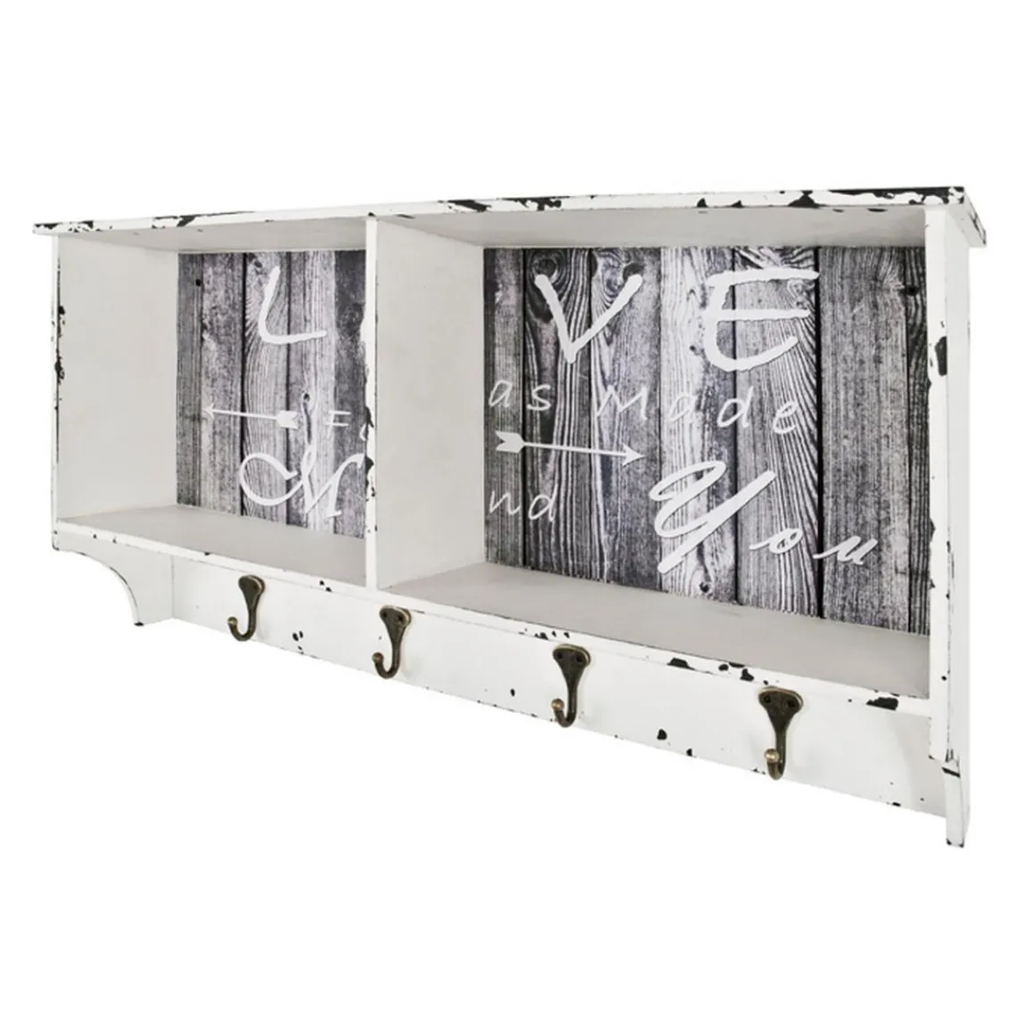 3S. x Home Garderobe murale à compartiment 4 crochets Blanc Online