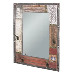 3S. x Home Garderobe murale 4 crochets miroir integré Discount