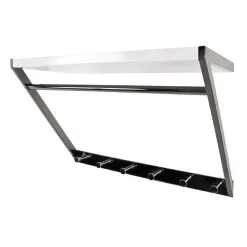 3S. x Home garderobe murale acier 1 étagère et 6 crochets noir