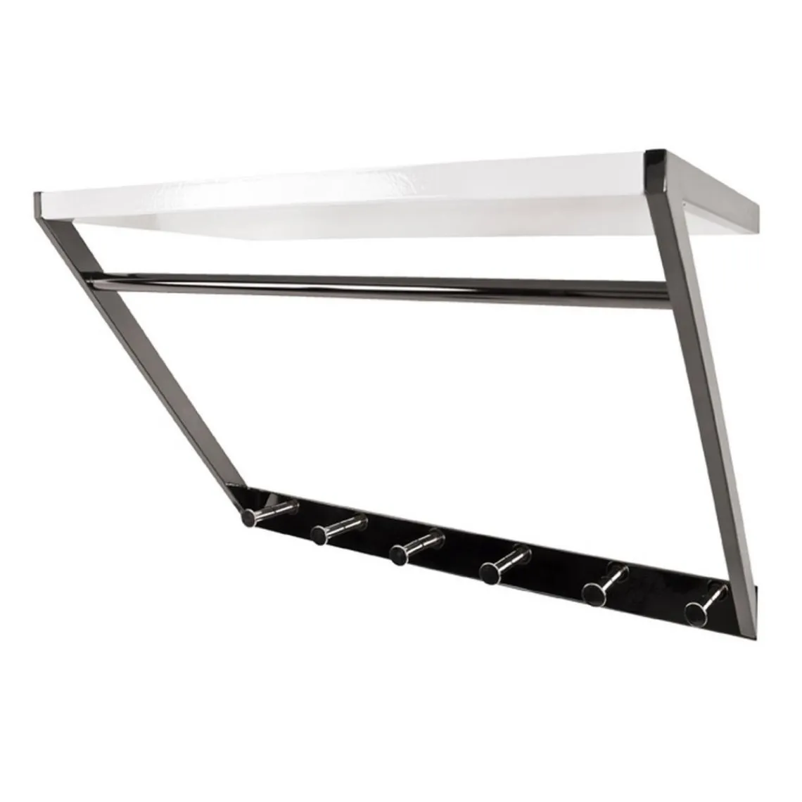 3S. x Home garderobe murale acier 1 étagère et 6 crochets noir