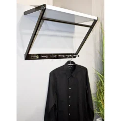 3S. x Home garderobe murale acier 1 étagère et 6 crochets noir