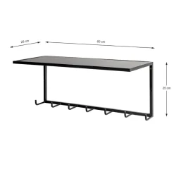 3S. x Home Garderobe murale acier laqué noir 7 crochets Sale