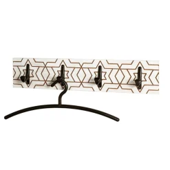 3S. x Home Garderobe murale avec motif et 4 crochets en métal noir Online