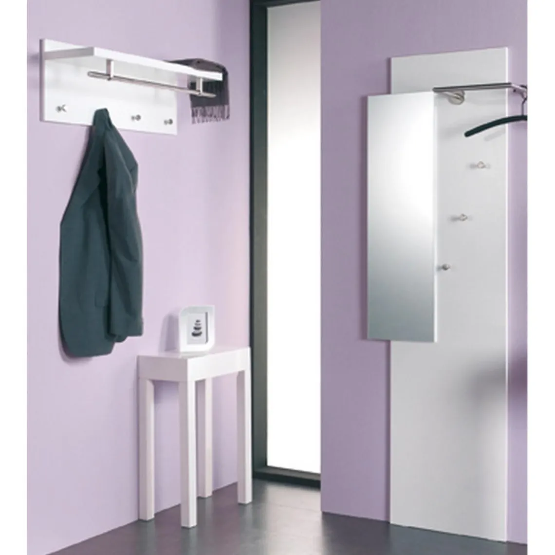 3S. x Home Garderobe murale barre et 4 crochets optique inox Hot