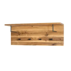 3S. x Home garderobe murale chêne et métal noir - 4 crochets Hot