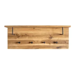 3S. x Home garderobe murale chêne et métal noir - 4 crochets Hot