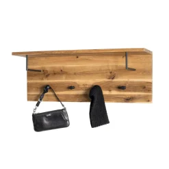 3S. x Home garderobe murale chêne et métal noir - 4 crochets Hot