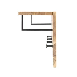 3S. x Home garderobe murale chêne et métal noir - 4 crochets Hot