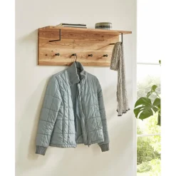 3S. x Home garderobe murale chêne et métal noir - 4 crochets Hot