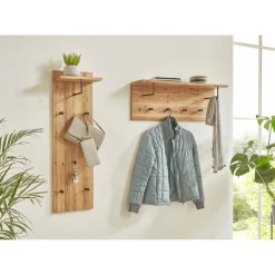 3S. x Home garderobe murale chêne et métal noir - 4 crochets Hot