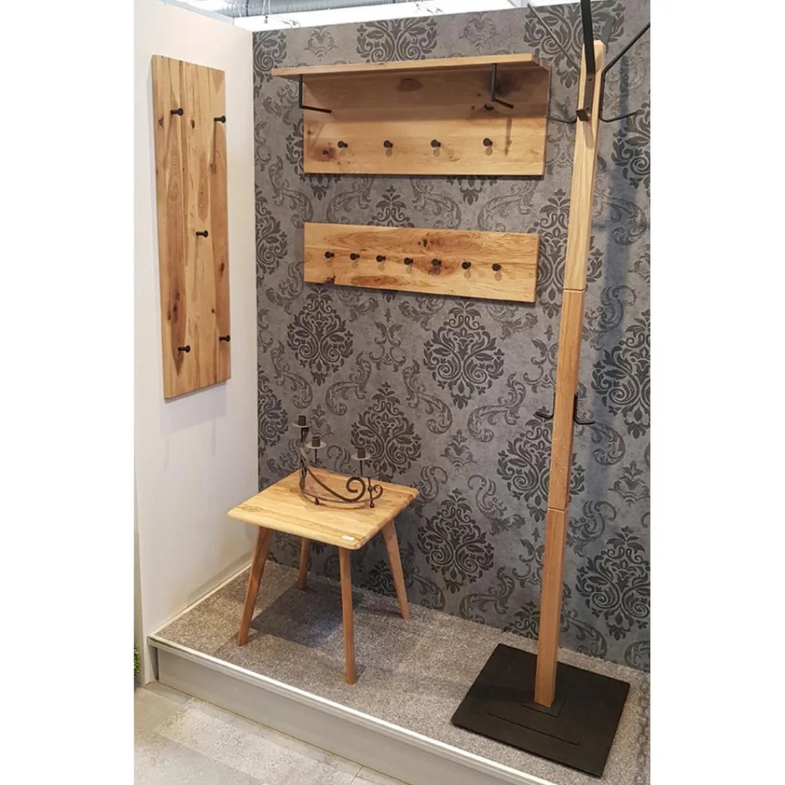 3S. x Home garderobe murale chêne et métal noir Online