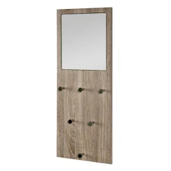 3S. x Home Garderobe murale décor bois miroir integré et 6 crochets Online