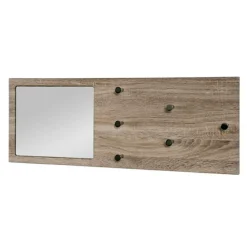 3S. x Home Garderobe murale décor bois miroir integré et 6 crochets Online