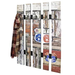 3S. x Home garderobe murale effet bois vintage 10 crochets ROUTE 66
