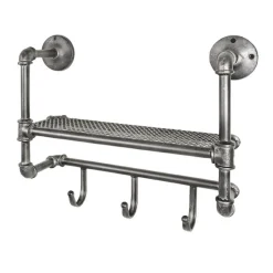 3S. x Home Garderobe murale en acier laqué anthracite 1 compartiment et 3 crochets Hot