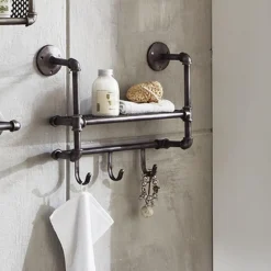 3S. x Home Garderobe murale en acier laqué anthracite 1 compartiment et 3 crochets Hot