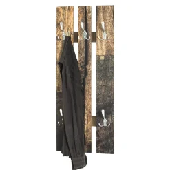 3S. x Home Garderobe murale en bois décor parquet avec 5 crochets en métal optique inox Sale