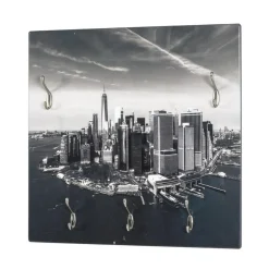 3S. x Home Garderobe murale en MDF avec impression Skyline par Ultra Violet et 5 crochets en optique inox Multicolore Sale