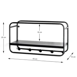 3S. x Home garderobe murale en tube d'acier laqué noir, New