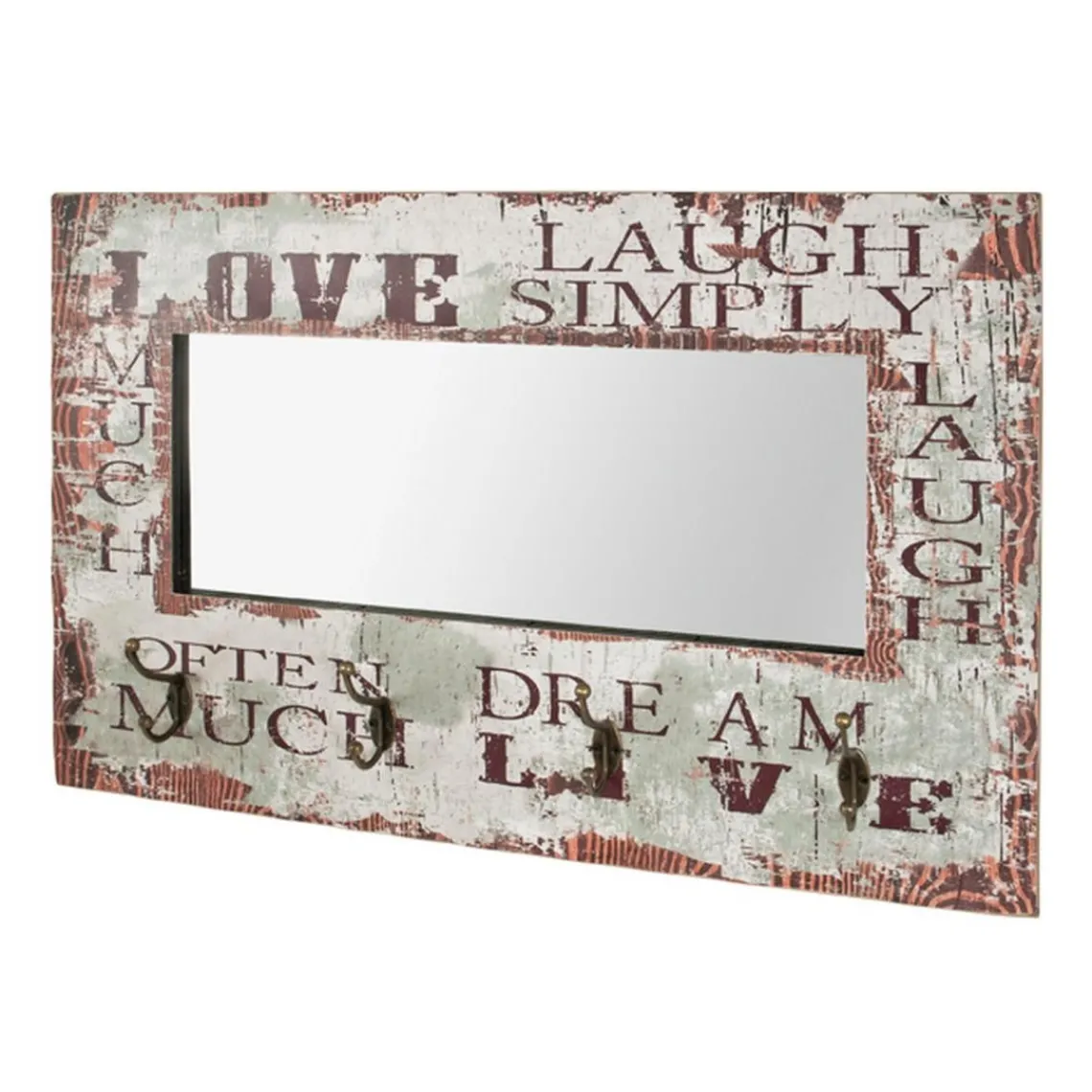 3S. x Home Garderobe murale et miroir 4 crochets Love Hot