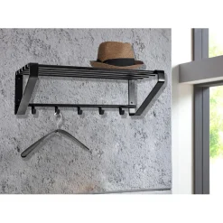 3S. x Home garderobe murale métal époxy noir 5 crochets Best