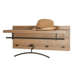 3S. x Home Garderobe murale tringles et 4 crochets métalliques noirs Sale