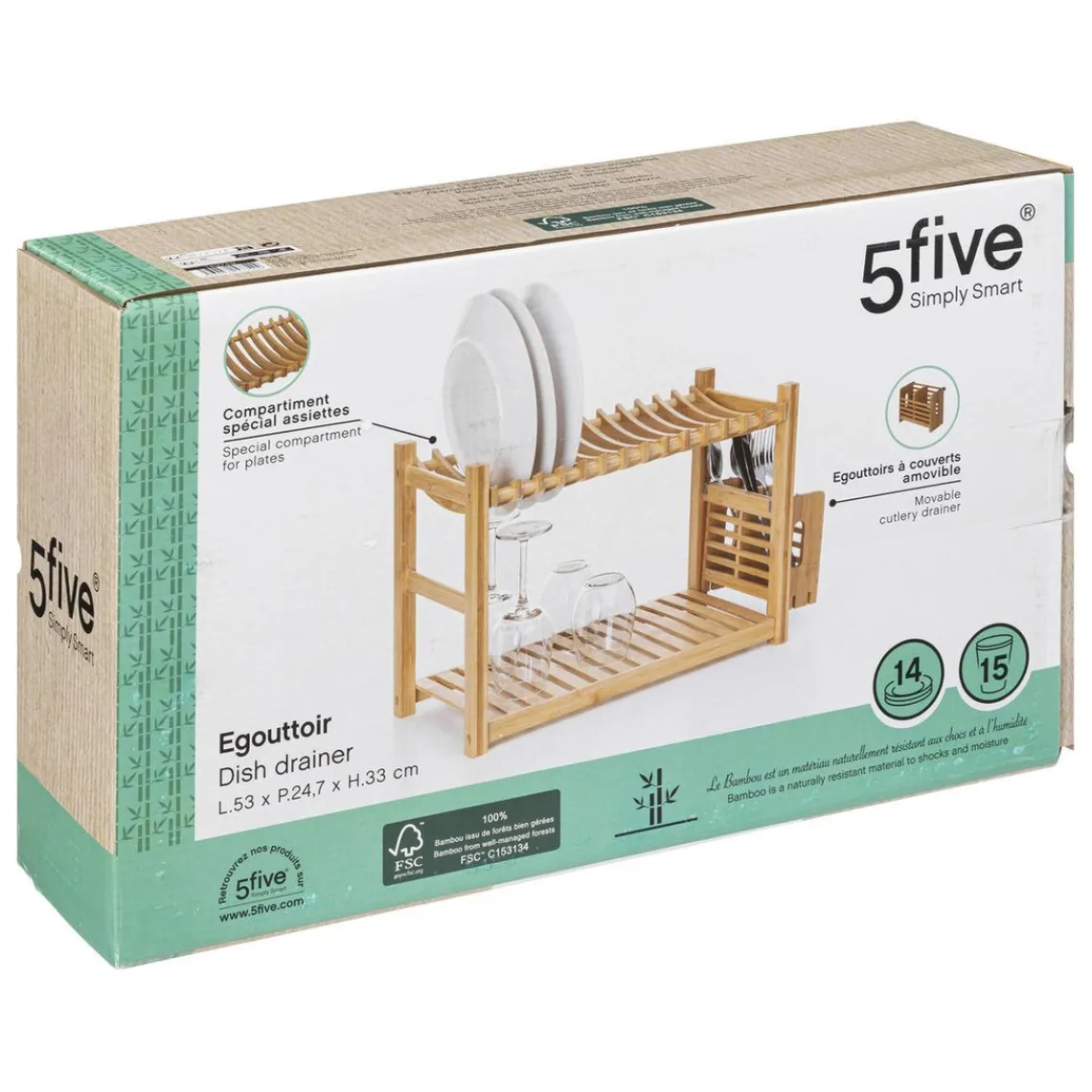 3S. x Home Égouttoir 2 niveaux et couverts bambou Sale