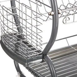 3S. x Home Égouttoir métal 2 niveaux avec plateau gris