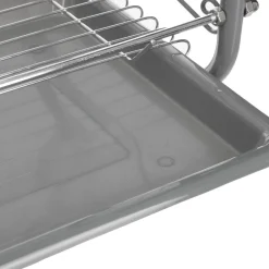 3S. x Home Égouttoir métal 2 niveaux avec plateau gris