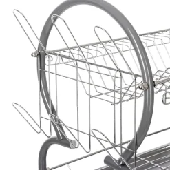 3S. x Home Égouttoir métal 2 niveaux avec plateau gris