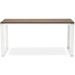 ALTEREGO Grand bureau de direction droit 'XLINE' en bois finition Noyer et structure blanche Outlet