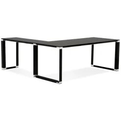 ALTEREGO Grand bureau de direction en angle 'XLINE' en verre noir Hot