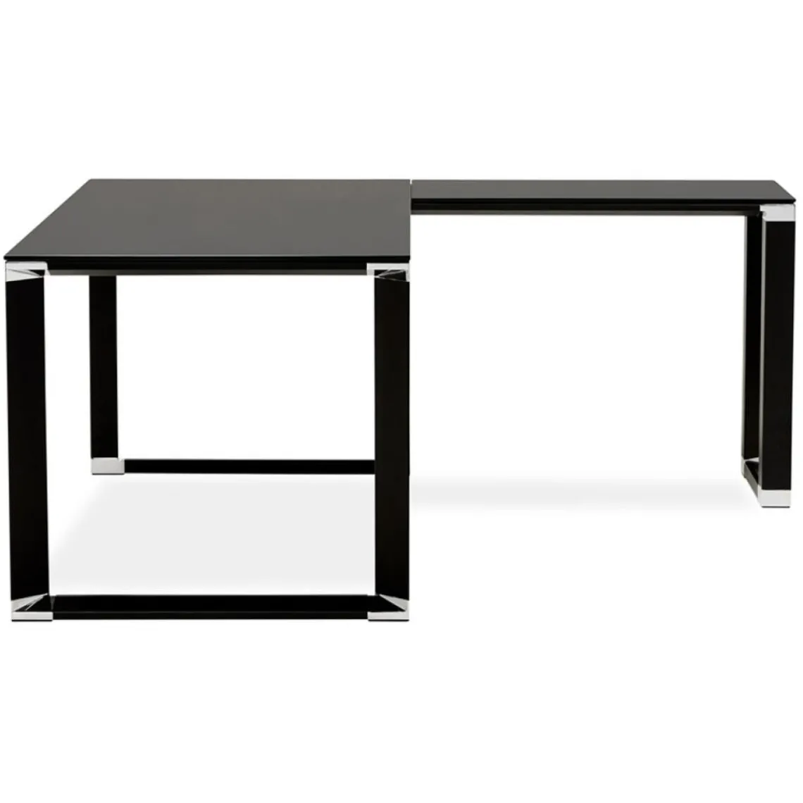 ALTEREGO Grand bureau de direction en angle 'XLINE' en verre noir Hot