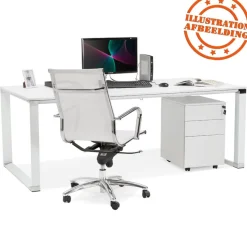 ALTEREGO Grand bureau de direction droit 'XLINE' en bois blanc Discount