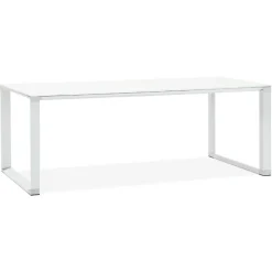 ALTEREGO Grand bureau de direction droit 'XLINE' en verre blanc