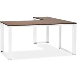 ALTEREGO Grand bureau de direction en angle 'XLINE' en bois finition Noyer et structure blanche Online