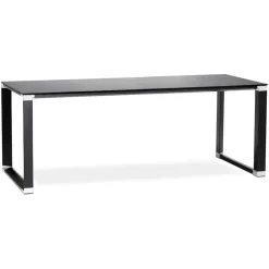 ALTEREGO Grand bureau de direction droit 'XLINE' en verre noir Outlet