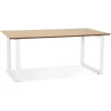 ALTEREGO Grand bureau droit de direction 'GIMINI' en bois finition naturelle et métal blanc Hot