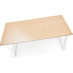 ALTEREGO Grand bureau droit de direction 'GIMINI' en bois finition naturelle et métal blanc Hot