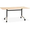 ALTEREGO Grand bureau pliable 'FLEXO' sur roulettes en bois finition naturelle New