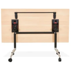 ALTEREGO Grand bureau pliable 'FLEXO' sur roulettes en bois finition naturelle New
