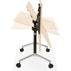 ALTEREGO Grand bureau pliable 'FLEXO' sur roulettes en bois finition naturelle New