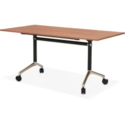 ALTEREGO Grand bureau pliable 'FLEXO' sur roulettes en bois finition Noyer Online